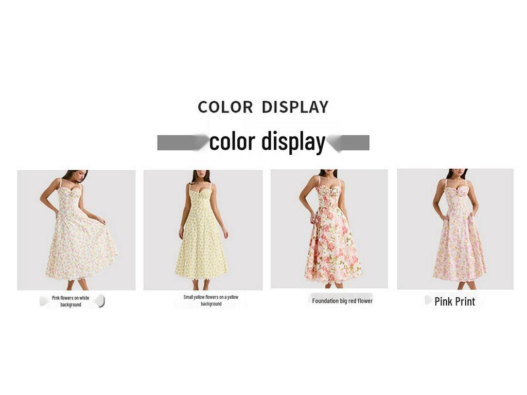 European & American Floral French Style Summer Camisole Dress – Gentle, Slimming Long Floral Dress