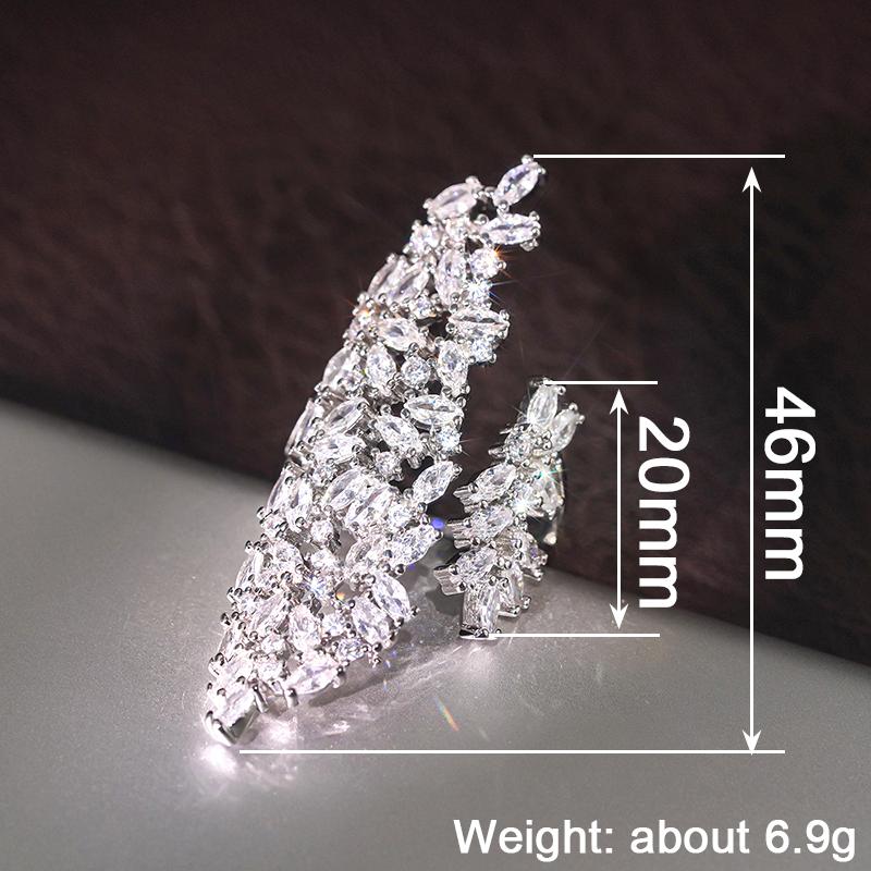 Caoshi Aesthetic Adjustable Copper Color Finger Rings For Women Brilliant Geometric Cubic Zirconia Engagement Party Accessories