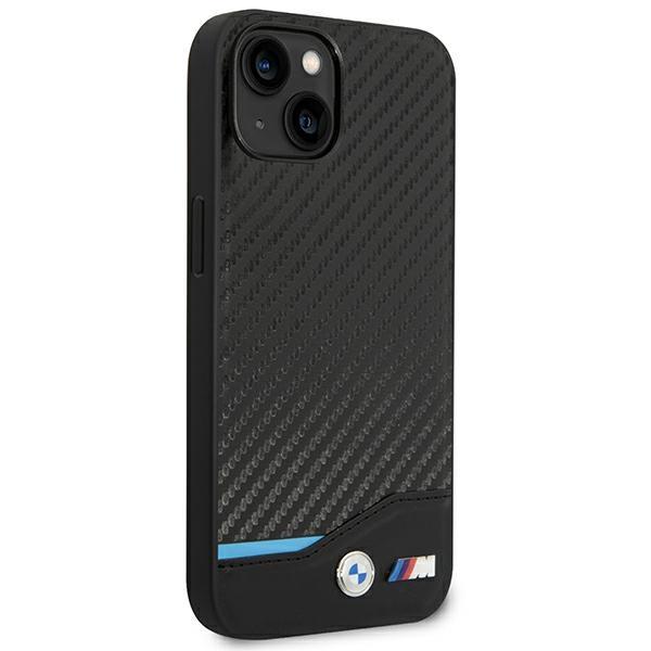 Custodia per iPhone 14 BMW Pelle Carbonio Nera