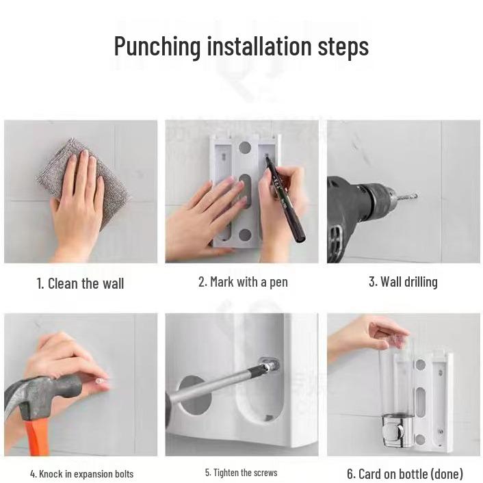 Punch-Free Wall-Mounted Triple Soap Dispenser for Home Bathroom