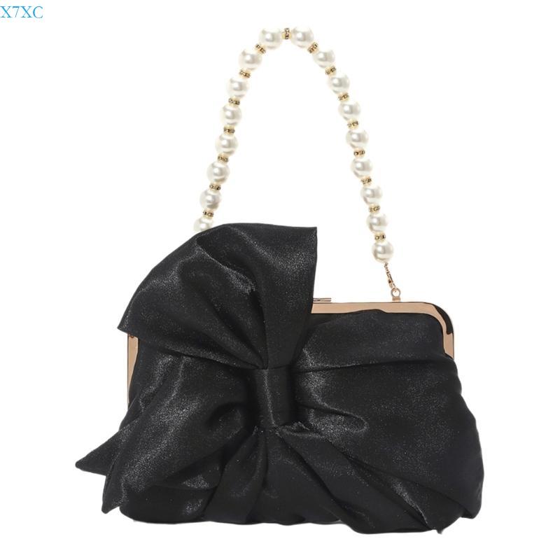 X7XC Women Evening Clutch Bag Sweet Bows Clutch Bag Evening Handbag Wedding Bag чёрный