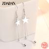 925 Sterling Silver Star Long Drop Earrings for Women Fashion Wedding Jewelry