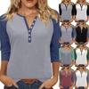 Women's T Shirt Print Button 3/4 Sleeve Daily Weekend Fashion Basic V- Neck Regular Top