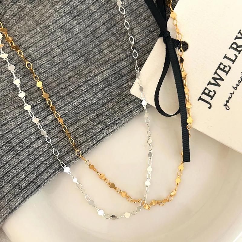 Real  Sterling Silver 18K Gold Minimalist Geometric Chain Necklaces for Women Classic Fine  Light Luxury Accessories