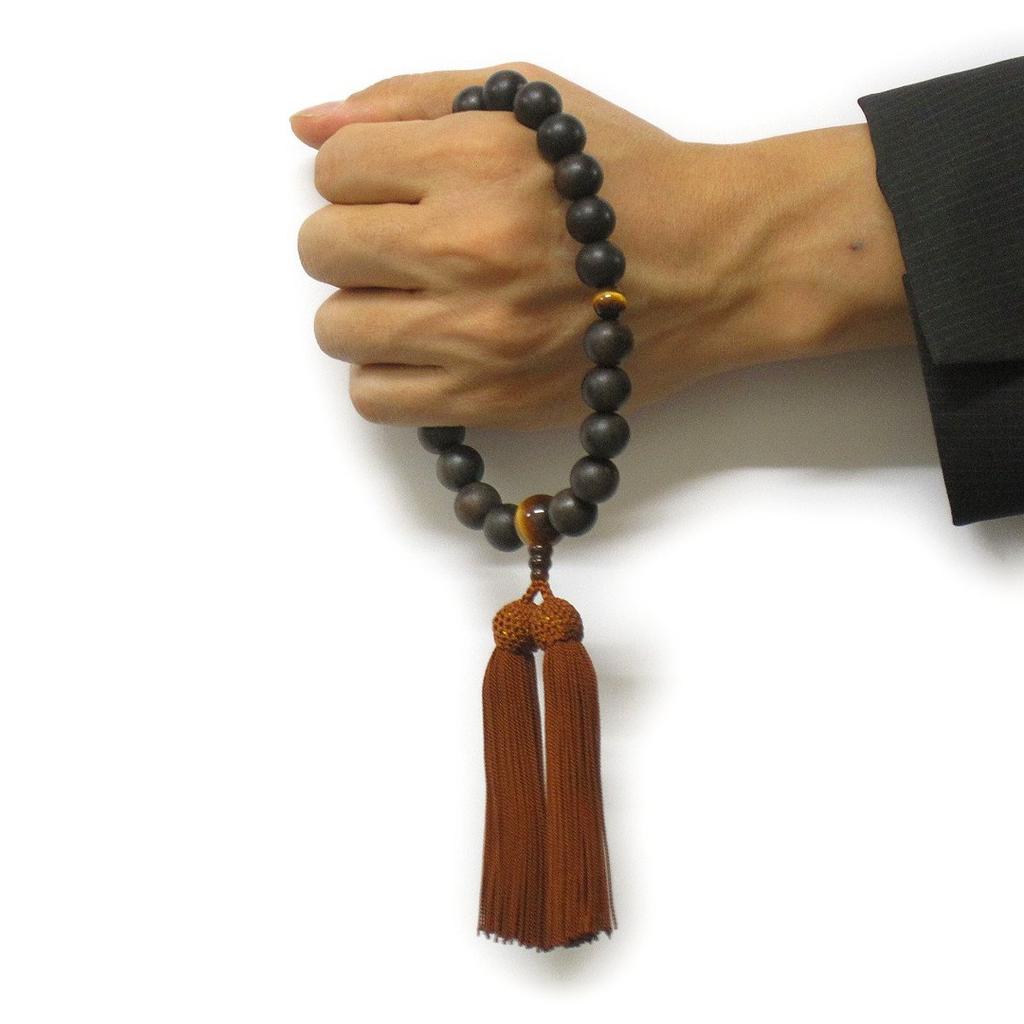 Nenjudo Prayer Striped Ebony 22 Beads Tiger Eye Stone Tailoring Prayer Handmade Prayer Beads Made In Japan That Can Be Used by All Sects Prayer Beads
