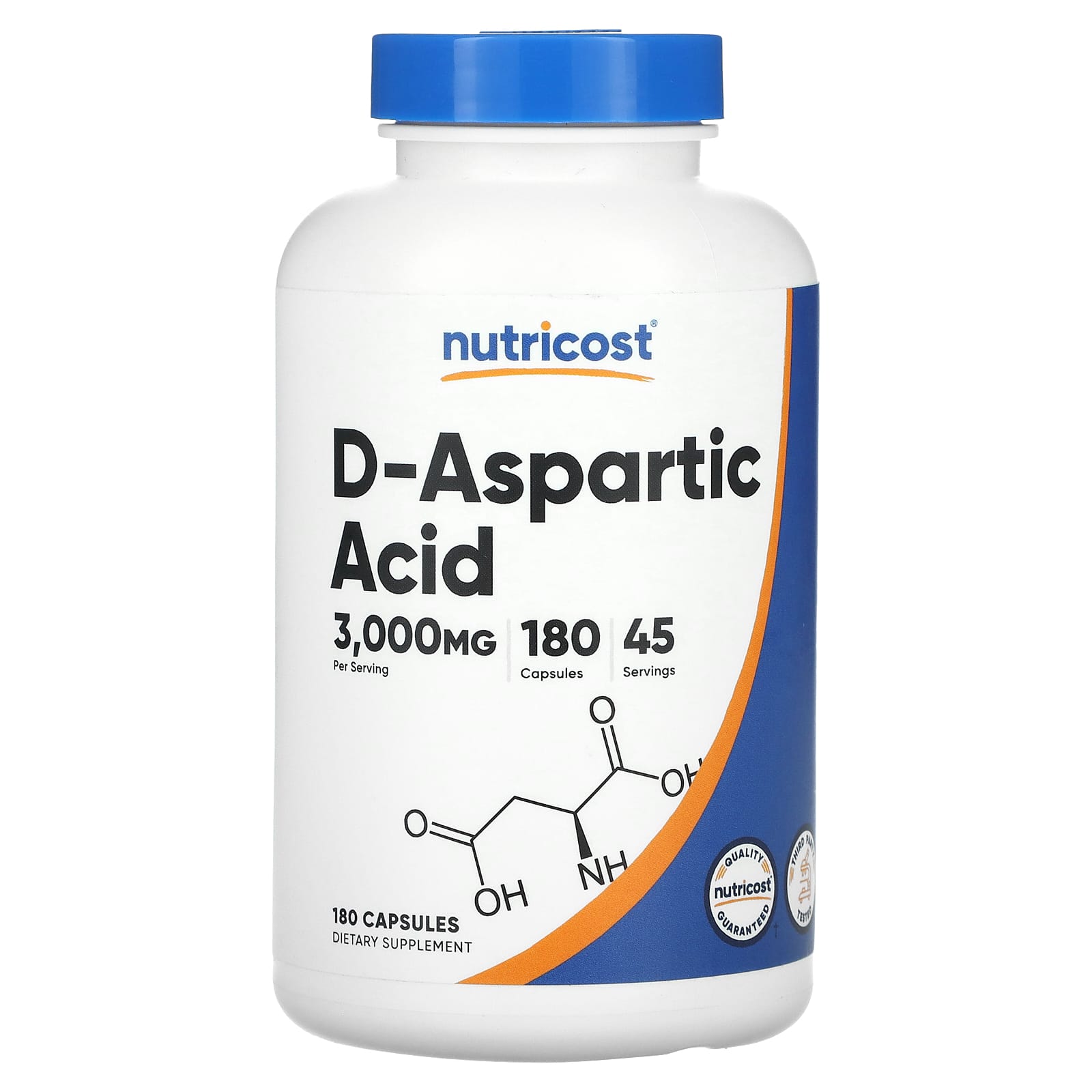 

D-Aspartic Acid, 3,000Mg, 180 Capsules (750Mg per capsule)