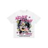 Men's Edgy "Never Fade Away" Graphic Tee, Pop Art Portrait Y2K Streetwear Oversized T-Shirt