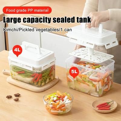Vaso per sottaceti da 4/5L a prova di perdite Contenitore per la fermentazione dei sottaceti Portatile per cetriolini, crauti, olive e kimchi