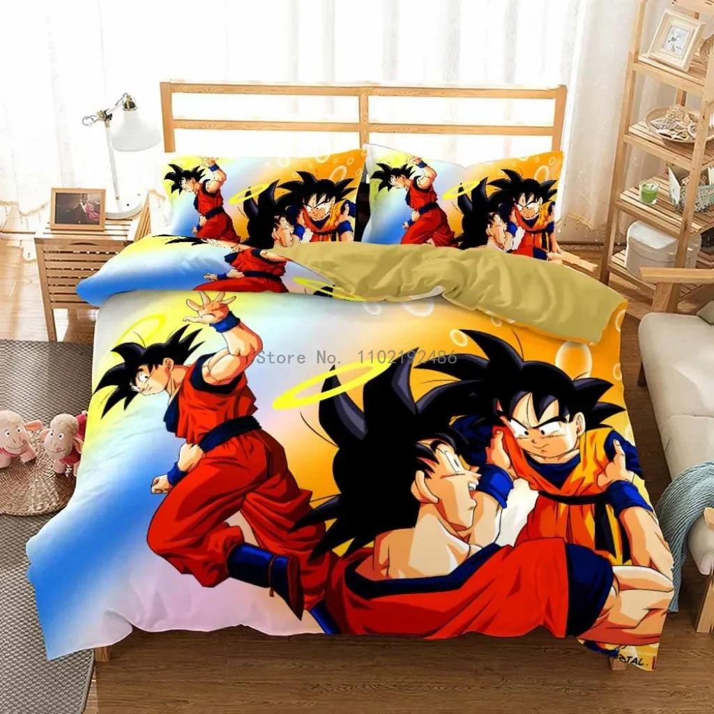2D Print Anime Dragon Ball Super Saiyan Son Goku Duvet Cover Bedding Set Double Twin For Kids Bedclothes Quilt Cover Gi