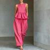2026 summer new Amazon, suit women's sleeveless ruffle top + loose wide-leg pants two-piece commute