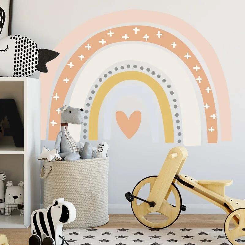 New Cartoon Rainbow Wall Stickers for Kids Room Nursery Decoration Decals Mural Baby Bedroom Living Room Wall Decoration
