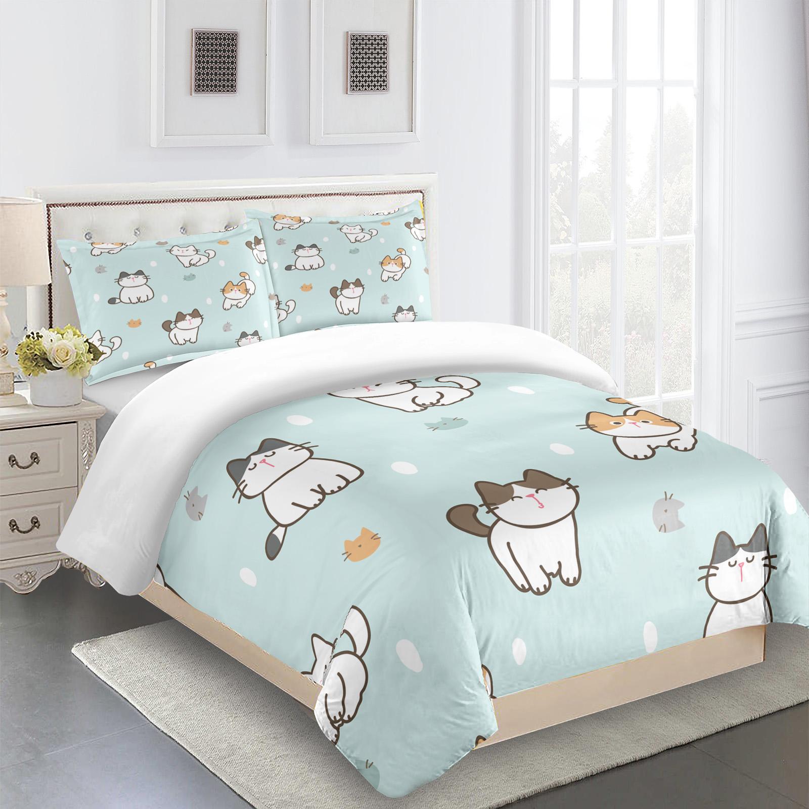 

Kitten Set Queen Size Duvet Cover for Children Light Blue Adult Space Bedding Set Individual Pillowcase,Duvet Cover or Set Twin&Sham светло-синий
