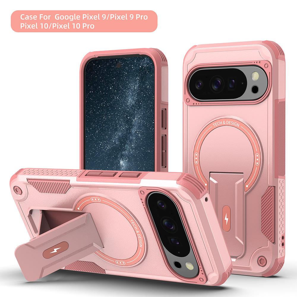Armor Shockproof Magsafe Magnetic Protective Cover for Google Pixel 9 10 Pro Hard Folding Stand Wireless Charging Anti-fall Case
