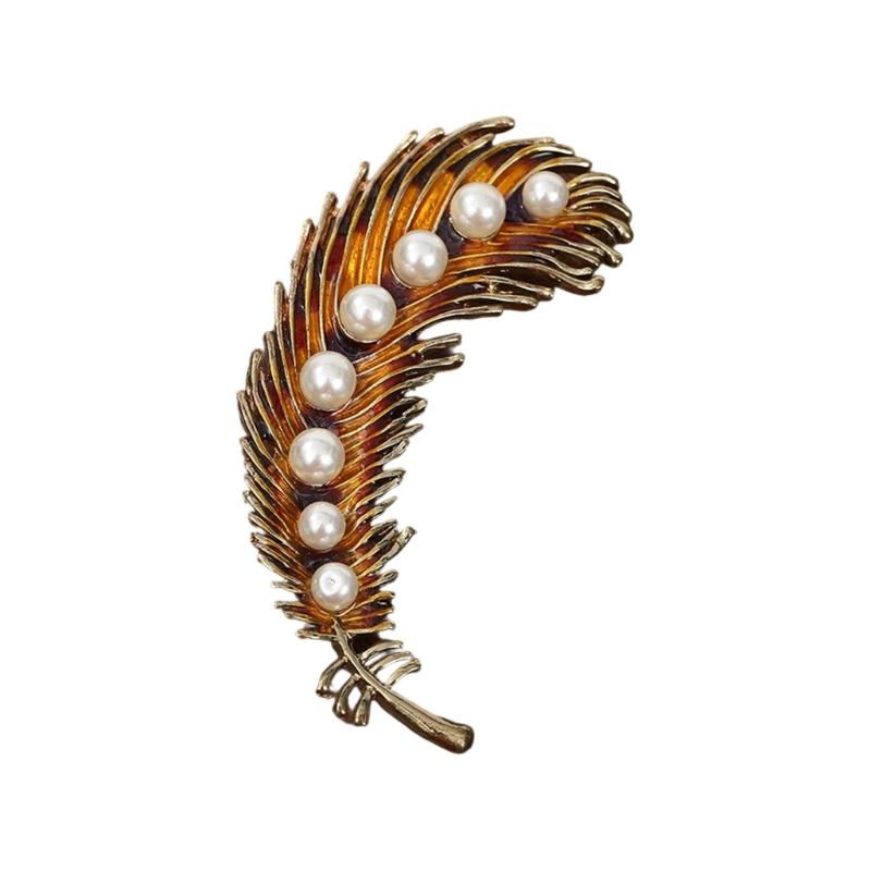 Vintage Style Peacocks Feather Brooch With Shimmering Rhinestones For Formal Event Fashion Clothing Accessories