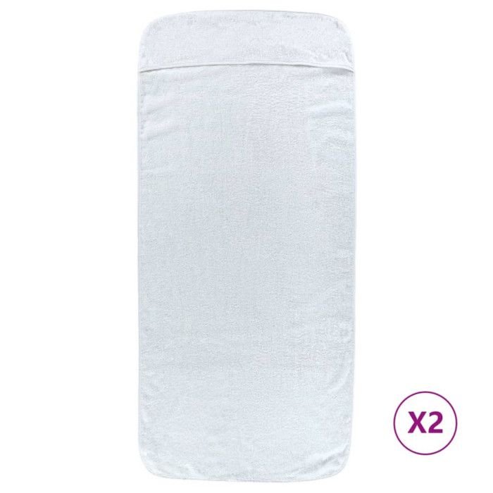Serviettes de plage 2 pcs blanc 75x200 cm tissu 400 GSM