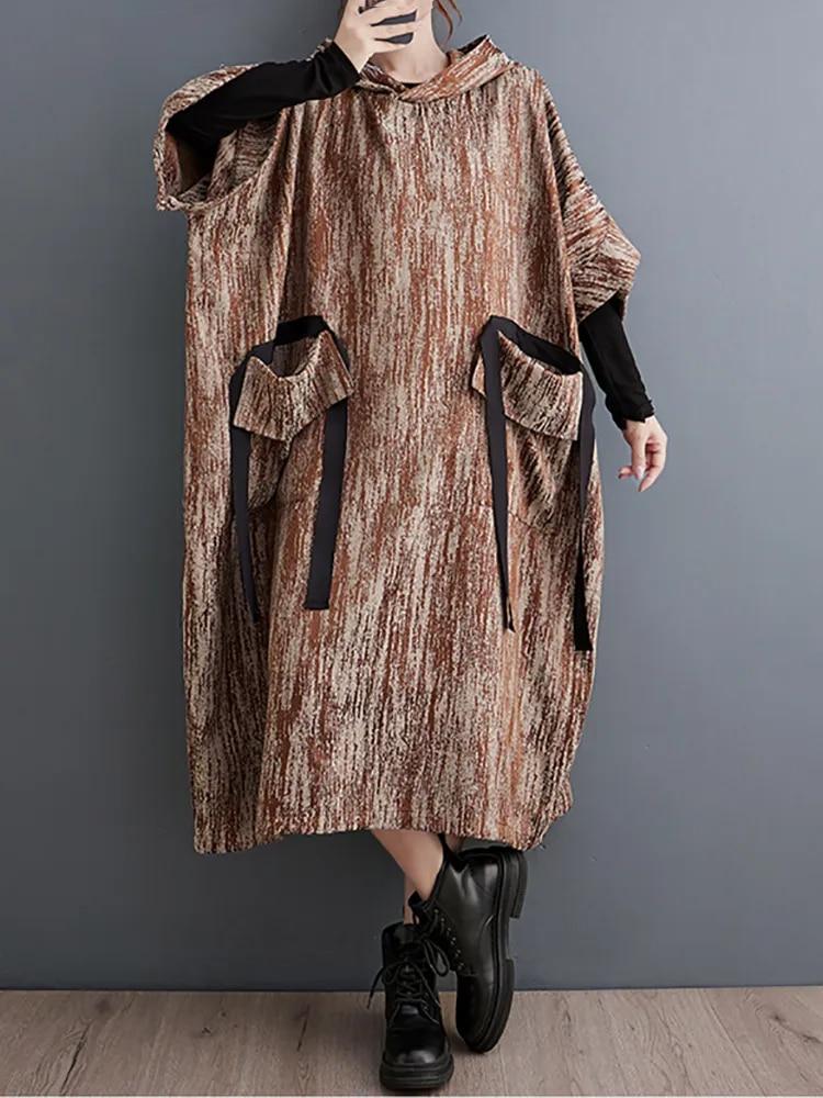 

XITAO винтажное женское свободное платье с капюшоном LYD1340