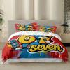 Cool Cartoon 3D Retro 67 Graffiti Bedding Set, Street Style Colorful Hip Hop Print Comforter Cover for Youth Bedroom Decoration