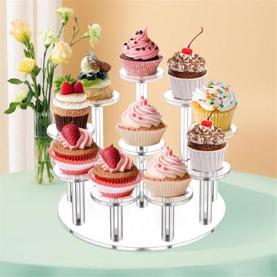 Acrylic Display Stand, 10 Tier Round, Clear Organizer for Jewelry, Figures, Perfume,Cupcake,Countertop Decoration