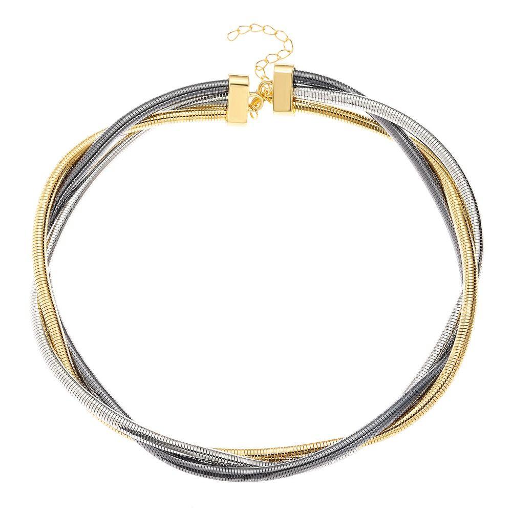 Zlatý flexibilní náhrdelník, stříbrný náramek, nový ohebný náhrdelník s hadem