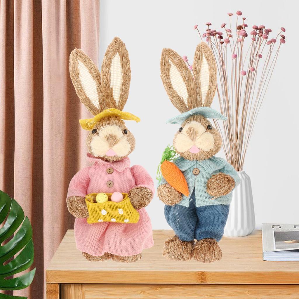35cm Straw Bunny for Easter Celebrations - Garden Party Decor