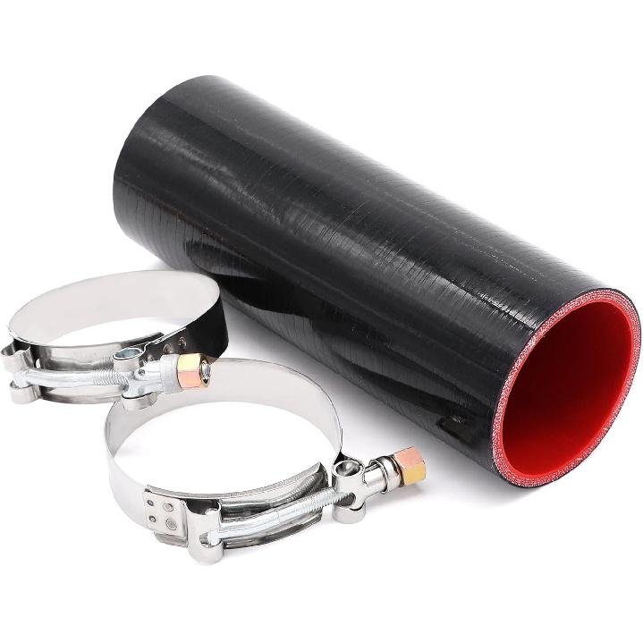 2.5" ID Straight Silicone Hose Coupler, High Temp 4-Ply Reinforced With 2Pcs Stainless Steel T-Bolt Clamp