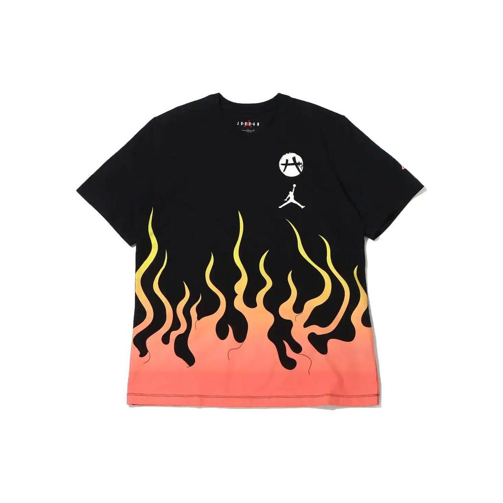 Jordan Brand Flame Logo Print Short Sleeve T-Shirt Men Tops Black DV3132-010