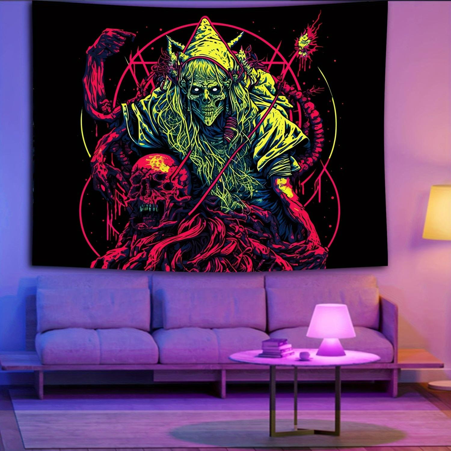

Neon Grim Reaper Tapestry Vibrant Wall Hanging for Bedroom and Living Room Decor Ideal Gift for Gothic Lovers 74x94cm(29x37in)