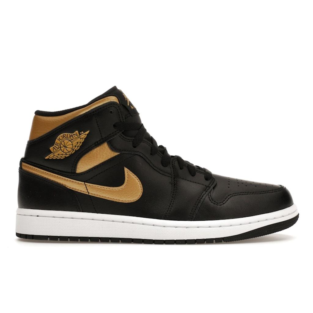 Air Jordan 1 Mid Svart Metallisk Gull Herre Sneakers Hvit DQ8426-071