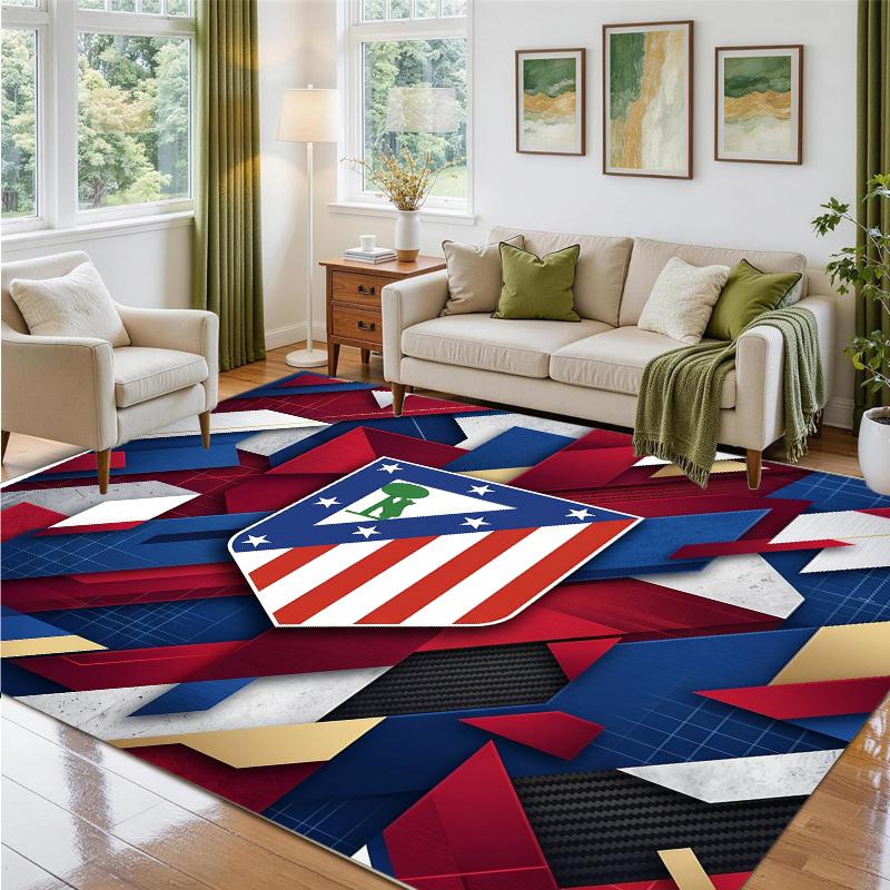 Covor din Catifea Cristal cu Design Atletico Madrid Covoraș Decorativ Moale pentru Dormitor Intrare