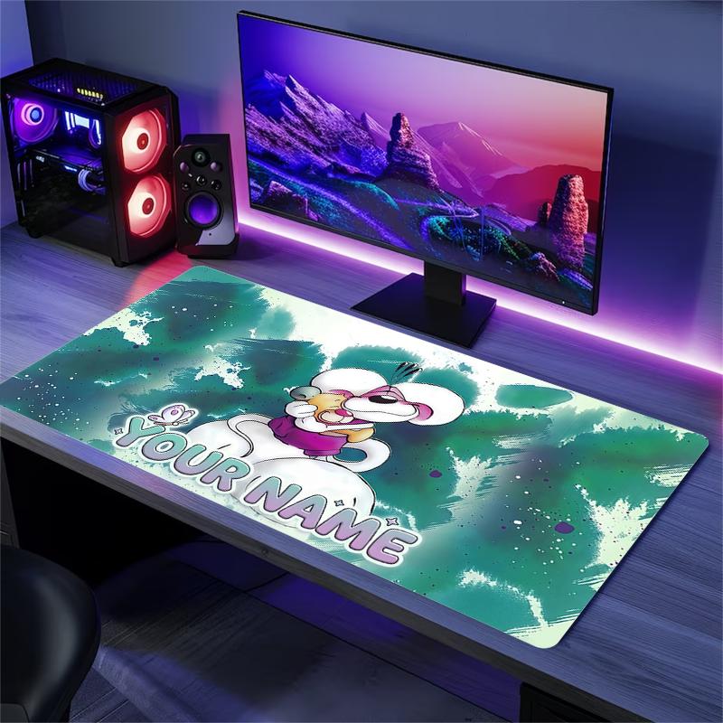 Personalisierter Name, Diddl Mauspade, Große Gaming-Schreibtischmatte, Rutschfestes XXL-Mauspad für Laptop & Tablet, Mini-PC-Spielmatte mit genähten Kanten