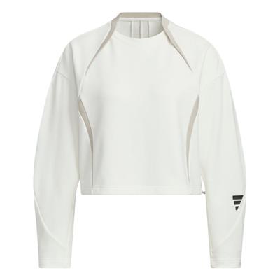 Fustl W Crew Loose Fit Round Neck Fashion Versatile Long Sleeve Short Sweatshirt Women Sweatshirt Bright-White JM4274