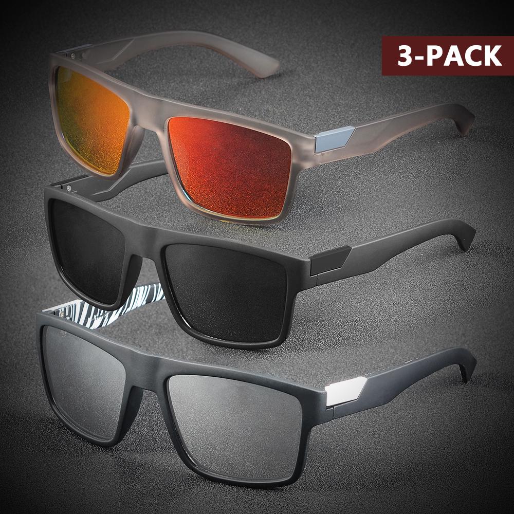 AIMISUV 3Pieces Classical Square Cycling Sunglasses for Men Outdoor Sports Running Driving Sun Glasses Women Goggles UV400
