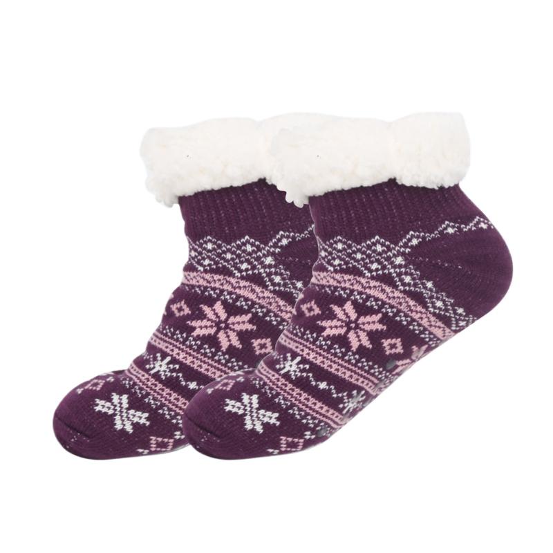 Fluffy Slipper Socks for Women Warm Cosy Fuzzy Socks Winter Thick Slipper Socks with Grippers Bed Socks Ladies Non Slip One Size Christmas Gifts