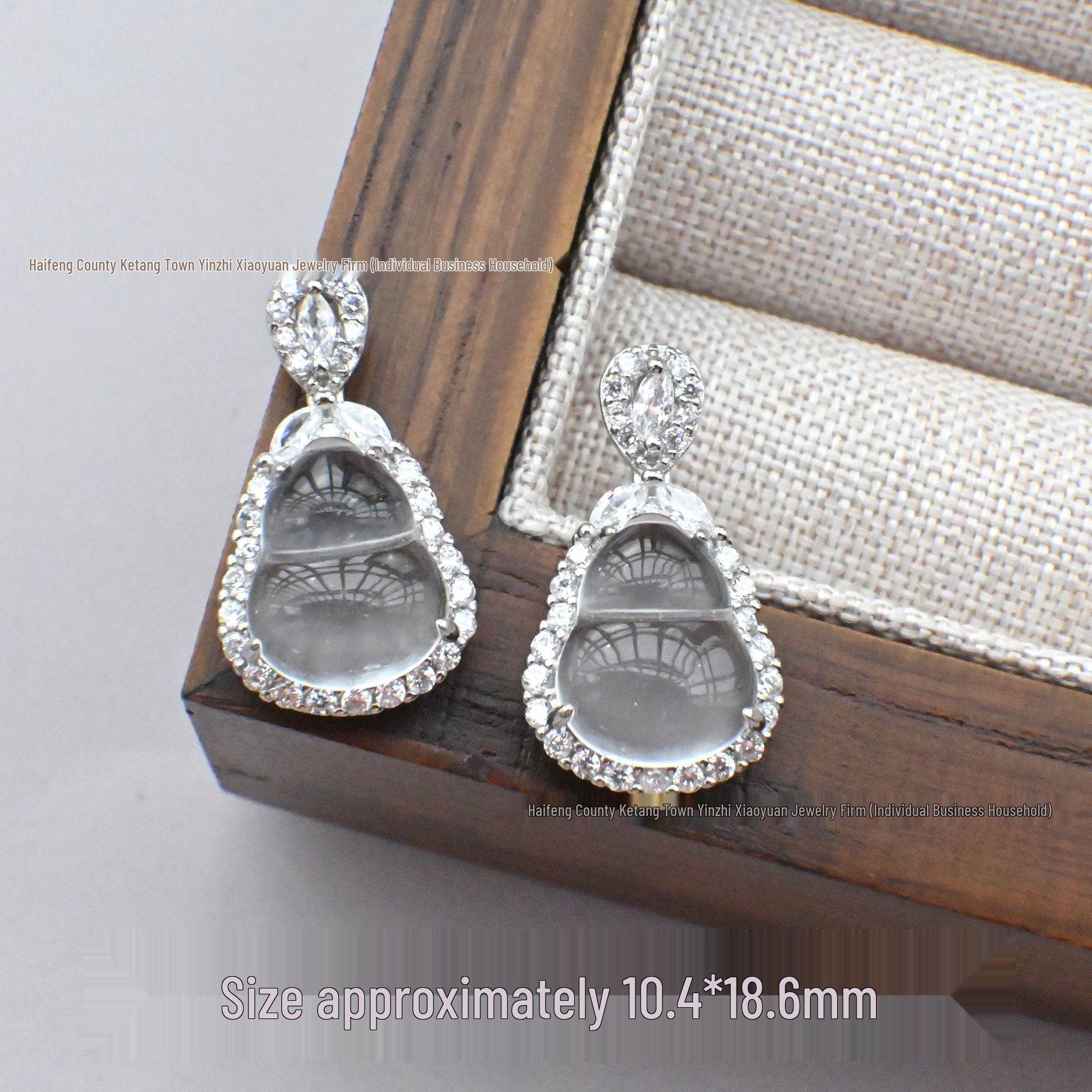 S925 Silver Inlaid Ice Jade Gourd Pendant Charm - New Chinese Style Jewelry