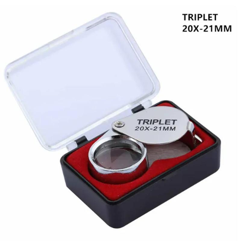 Loupe de poche 10-30X, Loupe de bijoux pliable en diamant Lupa triple bijoutier outil de verre pour les yeux Loupe de lecture