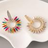 Fashion Shiny Clear Crystal Elegant Design Round Flower Dangle Earrings for Women Luxury Vintage Popular Jewelry Ear Accessories