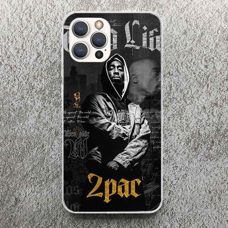 Rapper 2pac Singer Tupac Print Soft Case for iPhone 13 Pro Max 12 Mini 11 XS XR X SE 7 Plus Phone Shell 8 6 6S 5 5S Pattern Cove
