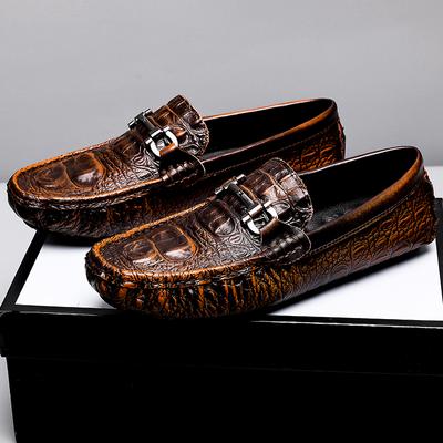 Zapatos estilo cocodrilo para hombre, mocasines casuales de cuero hechos a mano de lujo, zapatos de vestir de conducción de moda italiana para hombre, mocasines retro cómodos