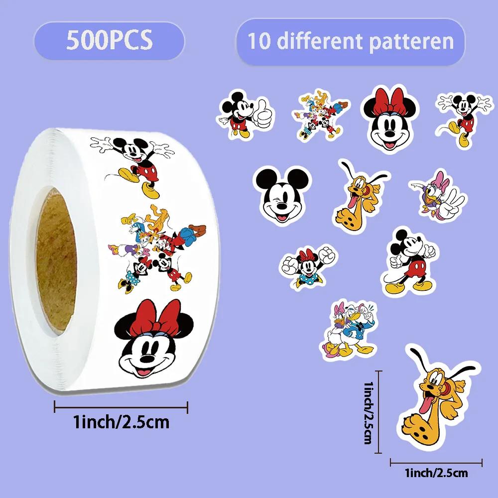 500pcs/roll Disney Movie Mickey Mouse and Donald Duck Stickers Cartoon Skateboard Laptop Notebook Luggage Waterproof Decal