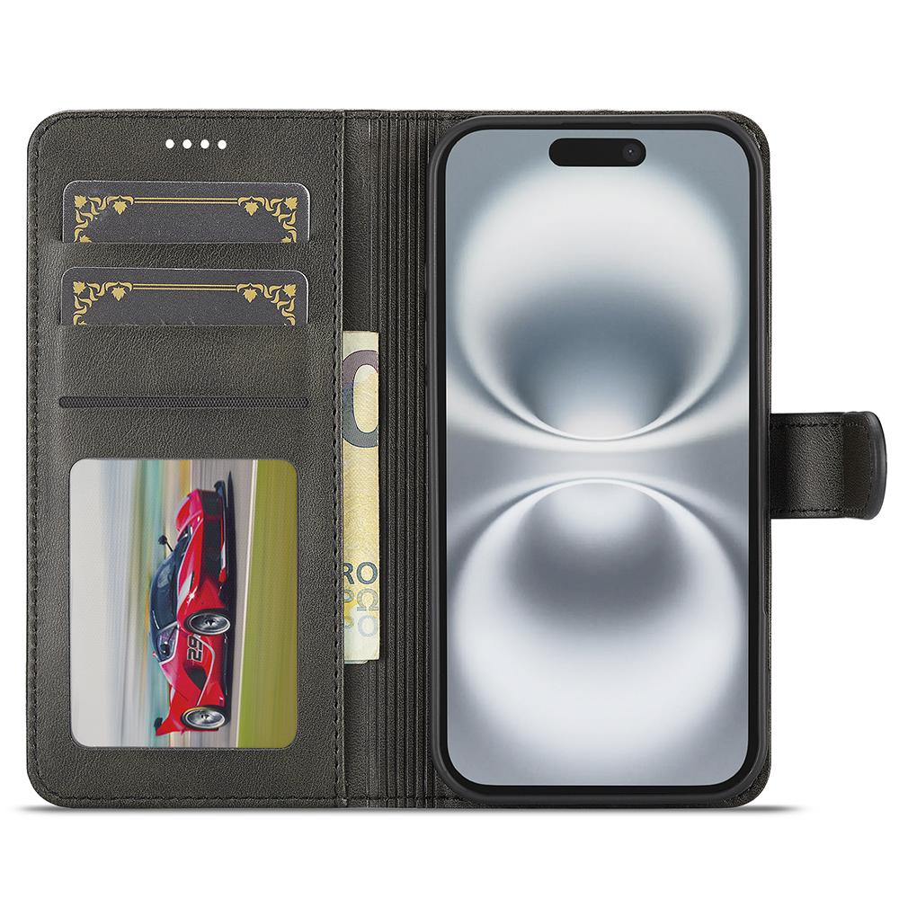 LC.IMEEKE For iPhone 17 Case Calf Texture PU Leather Stand Wallet Phone Cover