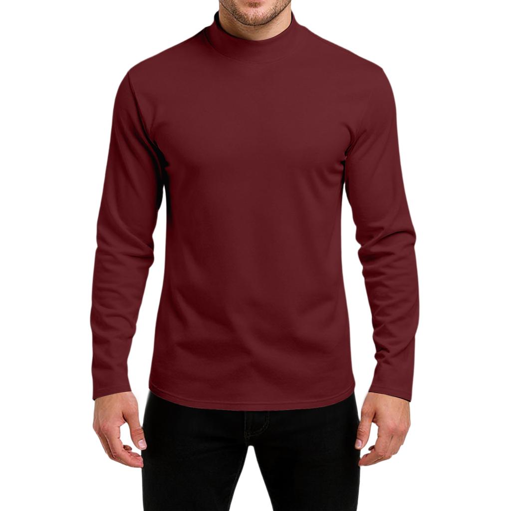 Men's Slim-Fit Casual  Neck Knit Long Sleeve Base Layer Top