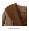 Extra Long Over-the-Knee Down and Wool Coat with Belt and Large Lapel for Autumn & Winter YJ1393