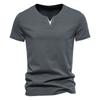 Summer Men's Solid Color CottonT-shirt V Neck Slim Fit Breathable Tops Casual  Cozy Tees Classic Male Dailywear