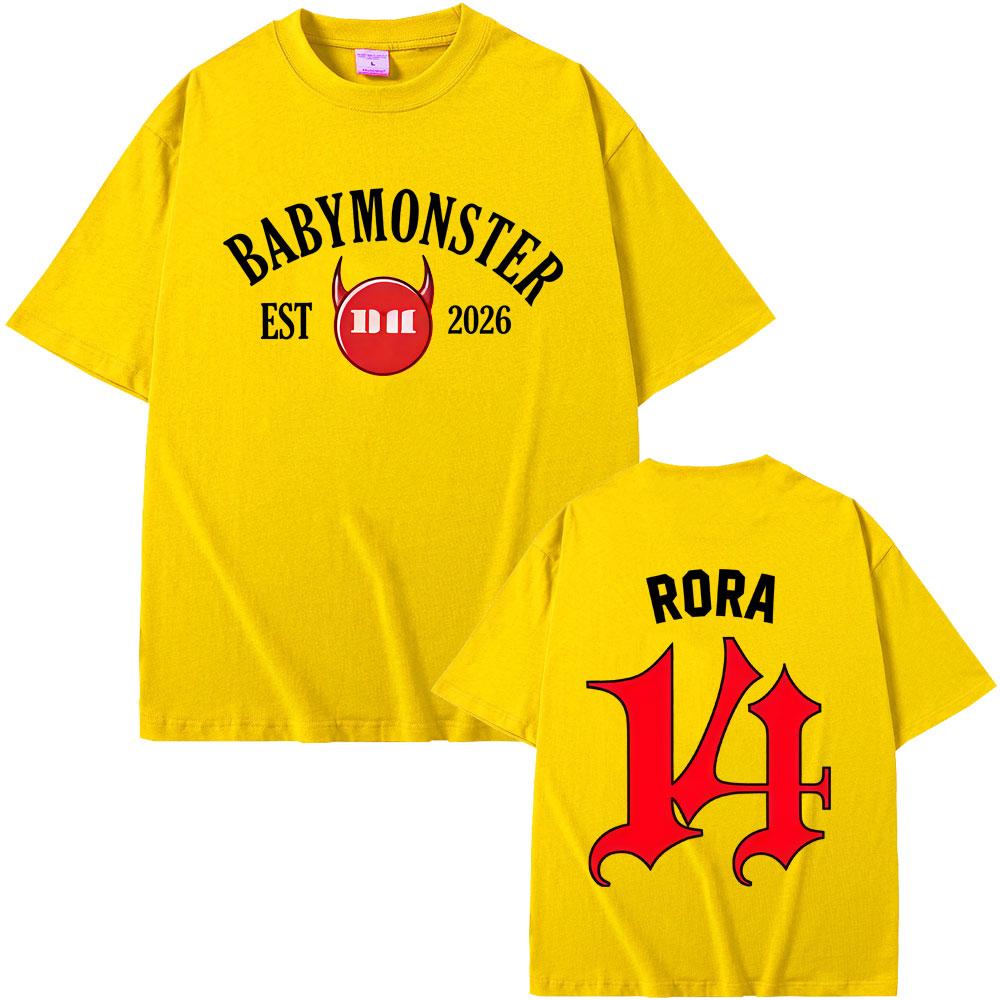 Hot Kpop Band Babymonster Ahyeon Asa Rami Rora Ruka Pharita Chiquita Tshirt Unisex Women Korean Fashion Trend Short Sleeve T Shirt