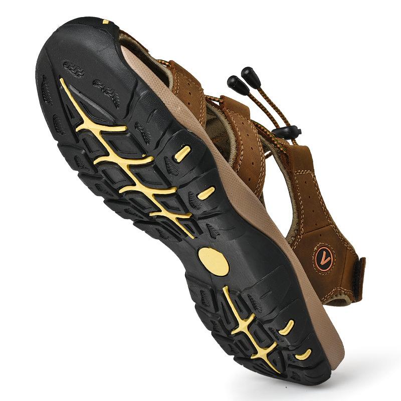 Large size sandals, leather outdoor breathable shoes casual shoes bag head beach shoes cool slippers