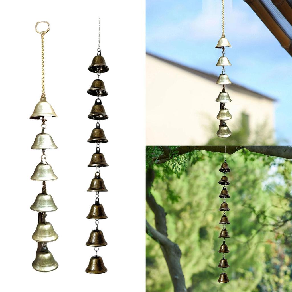 Decorative Cast Iron Wind Chime Outdoor Hanging Bell Garden Ornament for Traditional Christmas Patio Decor
