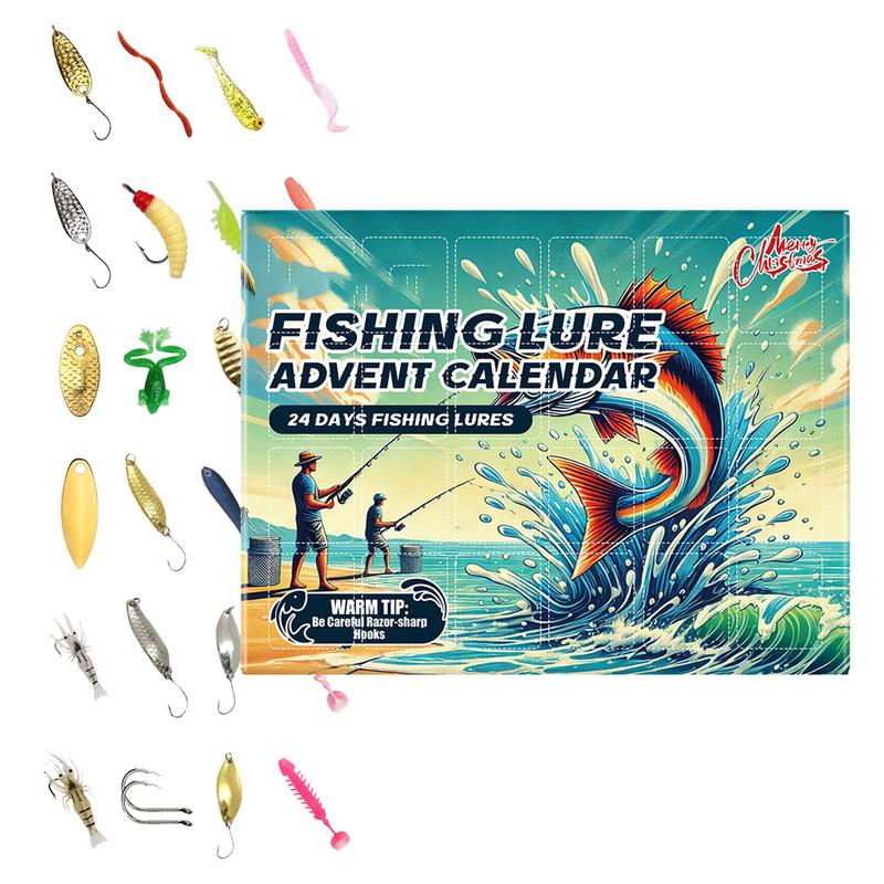 24 Day Fishing Lure Christmas Advent Calendar BrightColor Countdown Calendar Fishing Accessories Lures Set For Christmas fishing