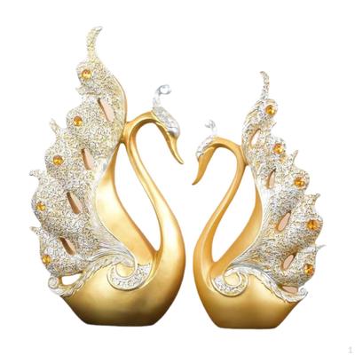 2 Pezzi Ornamento Cigno, Statuette, Decorazione, Animale, Anniversario di Matrimonio, Bambola, Statuetta,