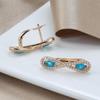 Kinel Blue Zircon Symmetric Rose Gold Color Earrings