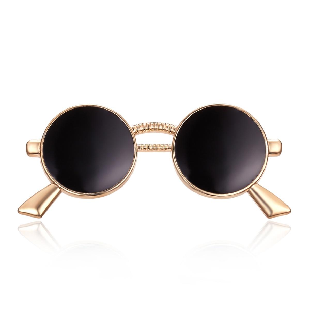 

Vintage Creative Black Enamel Sunglasses Brooches For Women Men Trendy Gold Color Sun Glasses Buckle Pins Punk Party Jewelry